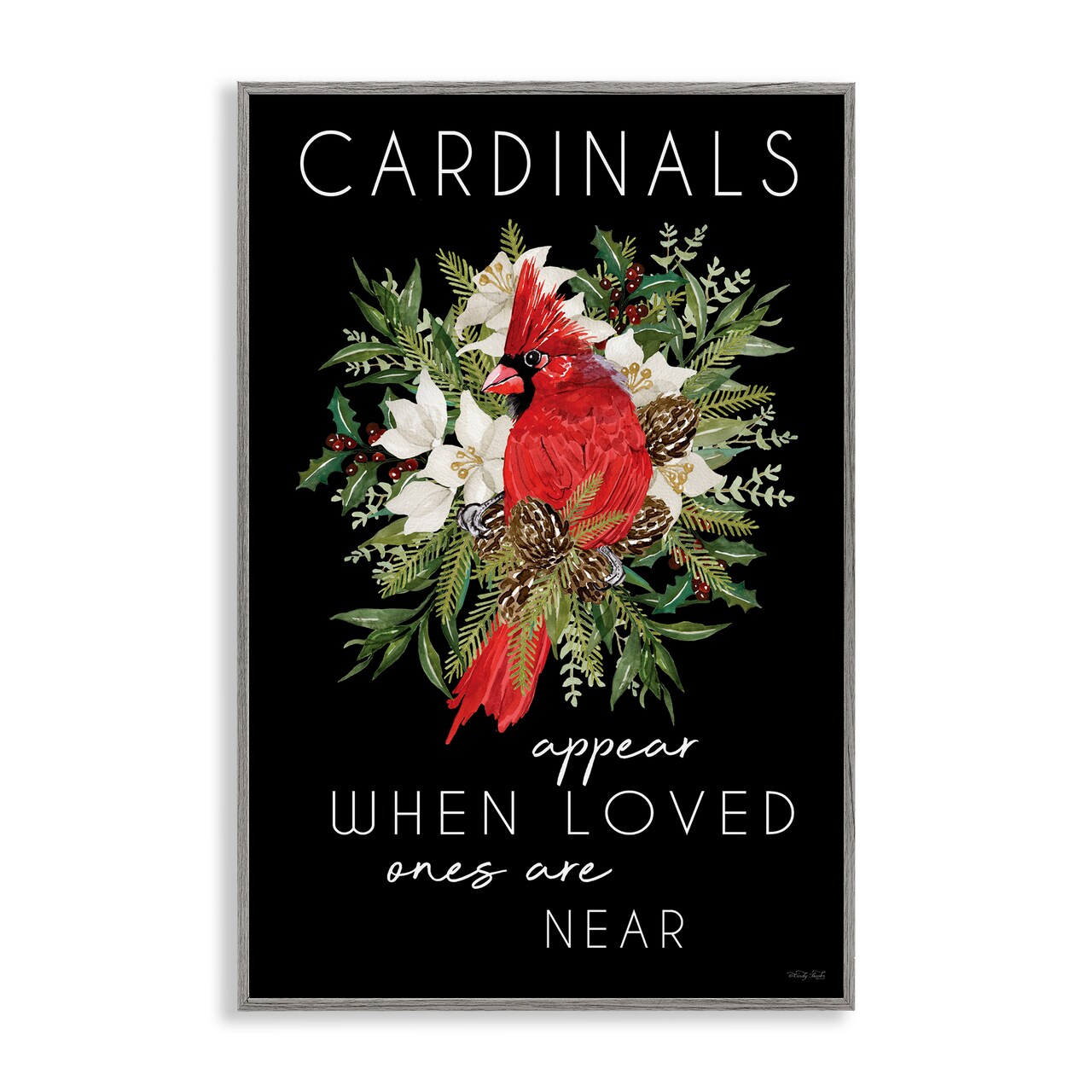 Stupell Industries Cardinals Appear Seasonal Sentiment Framed Giclee, design by Cindy Jacobs